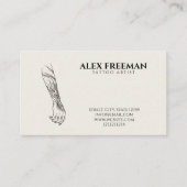 ダークブラックとカーキのタトゥー入れ腕タトゥーアーティスト 名刺 (正面)