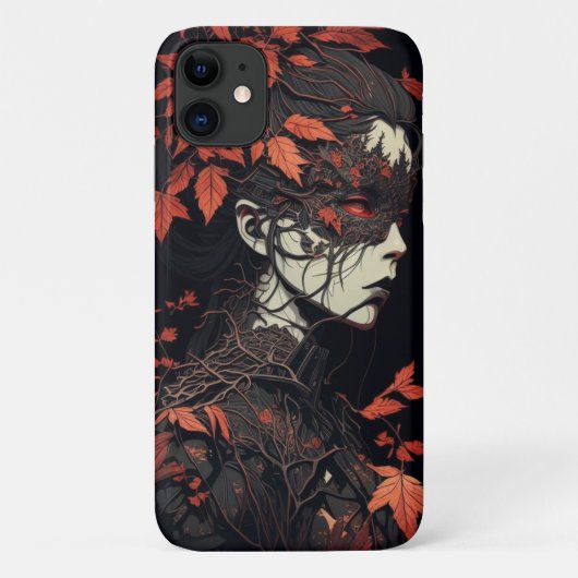 ダークブラックのオレンジ色のファイアアニメの女の子 Case-Mate iPhoneケース (裏面)