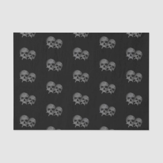 ダークブラックのゴシックスカルハロウィーンの衣装パーティー 薄葉紙 (正面)
