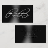 ダークブラックグレーモノグラムマネージャの名刺 名刺 (正面/裏面)