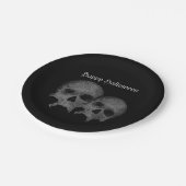 ダークブラックスカルハッピーハローウィンパーティーデコール ペーパープレート (アングル)