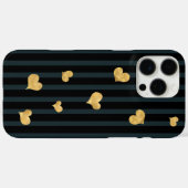 ダークブラックストライプ金ゴールドハート Case-Mate iPhoneケース (裏面 (横))