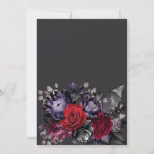 ダークブラックフローラ&シルバーくもの巣ブライダルシャワー 招待状 (裏面)