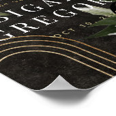 ダークブラックムーディグリーンボタニカル結婚の歓迎 ポスター (角)