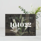 ダークブラックムーディグリーンボタニカル結婚ズ セーブザデート (スタンド正面)