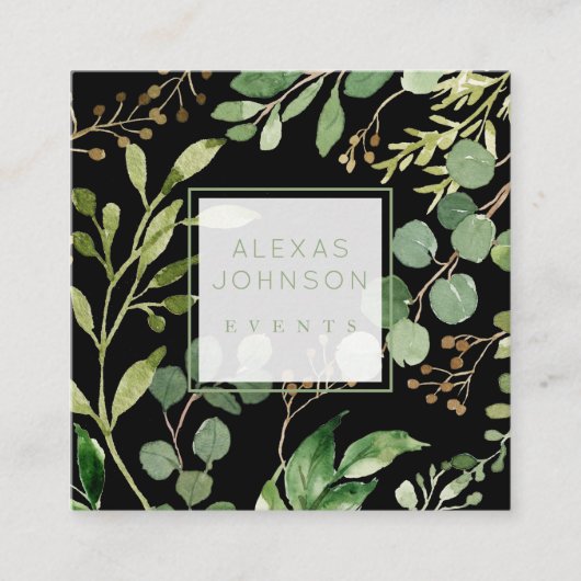 ダークブラックムーディーグリモダンーネリー春 スクエア名刺 (正面)