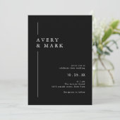 ダークブラックモダンミニマ結婚リスト 招待状 (スタンド正面)