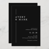 ダークブラックモダンミニマ結婚リスト 招待状 (正面/裏面)