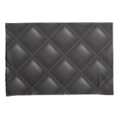 ダークブラックレザーキルテッドジオメトリックパターン 枕カバー (正面右)