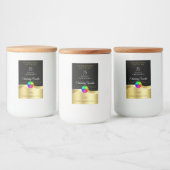 ダークブラック波状金ゴールドロゴモノグラム製品ラベル フードラベル (ボトル)