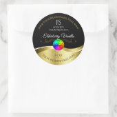 ダークブラック波状金ゴールドロゴモノグラム製品ラベル ラウンドシール (バッグ)