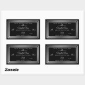 ダークブラック製品ラベル シルバーフレーム ロゴ付き 長方形シール (シート)