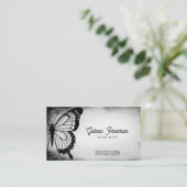 ダークブラック&グレーバタフライタトゥーアーティスト 名刺 (スタンド正面)