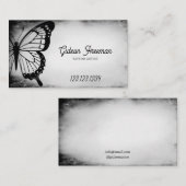 ダークブラック&グレーバタフライタトゥーアーティスト 名刺 (正面/裏面)
