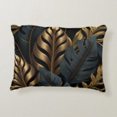 ダークブラック&ゴールデン葉装飾用クッション アクセントクッション (裏面)