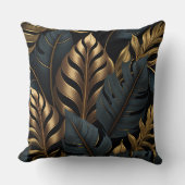 ダークブラック&ゴールデン葉装飾用クッション クッション (正面)