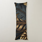 ダークブラック&ゴールデン葉装飾用クッション ボディピロー (裏面 (縦))