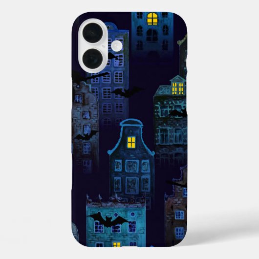 ダークブラック&ブルー不気味ハロウィーンハウス Case-Mate iPhoneケース (裏面)
