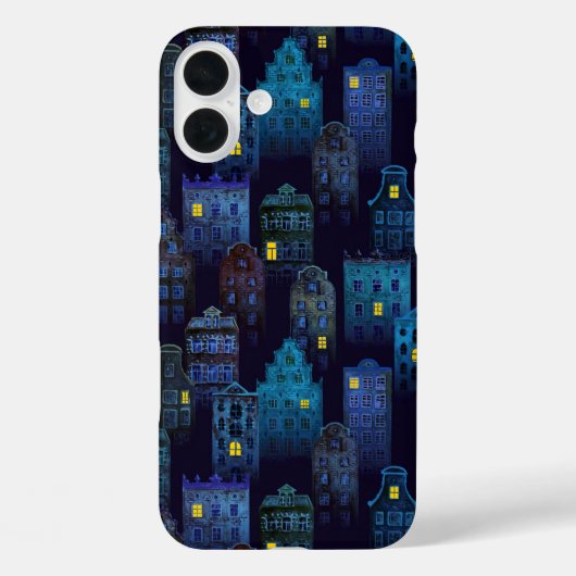 ダークブラック&ブルー不気味ハロウィーンハウス Case-Mate iPhoneケース (裏面)