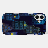 ダークブラック&ブルー不気味ハロウィーンハウス Case-Mate iPhoneケース (裏面 (横))