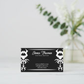 ダークブラック&ホワイトの部族のタトゥー作家タトゥーアーティスト 名刺 (スタンド正面)