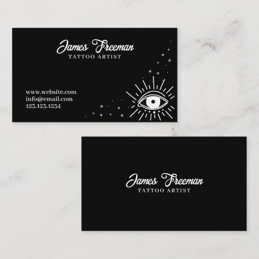 ダークブラック&ホワイトアイスタータトゥーアーティスト 名刺 (正面/裏面)