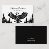 ダークブラック&ホワイトイーグルタトゥーアーティスト 名刺 (正面/裏面)