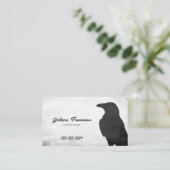 ダークブラック&ホワイトクロウシルエットタトゥーアーティスト 名刺 (スタンド正面)