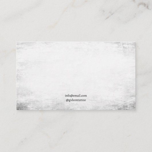 ダークブラック&ホワイトクロウシルエットタトゥーアーティスト 名刺 (裏面)