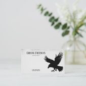 ダークブラック&ホワイトクロウ飛んでいるタトゥーアーティスト 名刺 (スタンド正面)