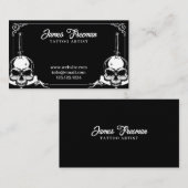 ダークブラック&ホワイトスカルズナイブタトゥーアーティスト 名刺 (正面/裏面)