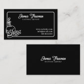 ダークブラック&ホワイトスカルナイフタトゥーアーティスト 名刺 (正面/裏面)