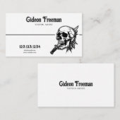 ダークブラック&ホワイトスカルナイフタトゥーアーティスト 名刺 (正面/裏面)