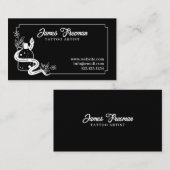 ダークブラック&ホワイトスネークフラワータトゥーアーティスト 名刺 (正面/裏面)