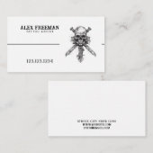 ダークブラック&ホワイトソードスカルタトゥーアーティスト 名刺 (正面/裏面)