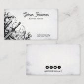 ダークブラック&ホワイトソードタトゥーアーティスト 名刺 (正面/裏面)