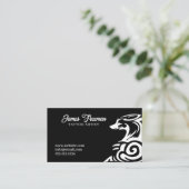 ダークブラック&ホワイトトライバルキツネタトゥーアーティスト 名刺 (スタンド正面)