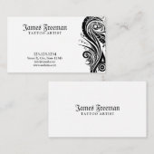 ダークブラック&ホワイトトライバルタトゥーアーティストタトゥースト 名刺 (正面/裏面)