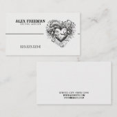 ダークブラック&ホワイトハートタトゥーアーティスト 名刺 (正面/裏面)