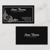 ダークブラック&ホワイトハートナイフタトゥーアーティスト 名刺 (正面/裏面)