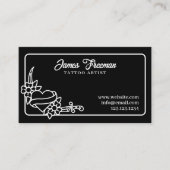 ダークブラック&ホワイトハートナイフタトゥーアーティスト 名刺 (正面)