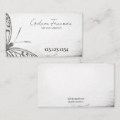 ダークブラック&ホワイトバタフライタトゥーショップ 名刺 (正面/裏面)