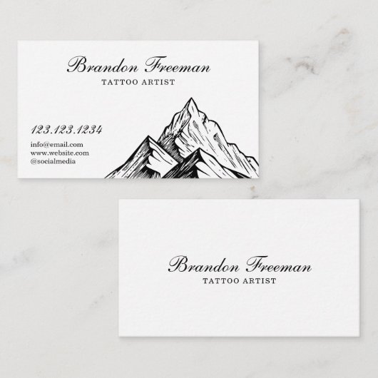 ダークブラック&ホワイトマウンテンタトゥースタジオ 名刺 (正面/裏面)