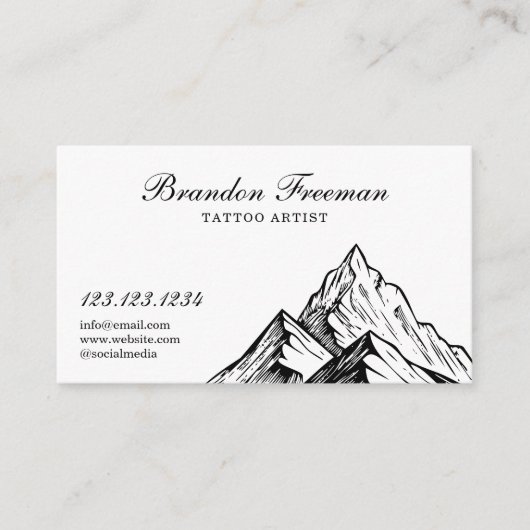 ダークブラック&ホワイトマウンテンタトゥースタジオ 名刺 (正面)