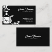 ダークブラック&ホワイト葉スネーク入れ墨アーティスト 名刺 (正面/裏面)