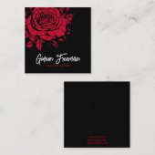 ダークブラック&レッドローズタトゥーアーティスト スクエア名刺 (正面/裏面)