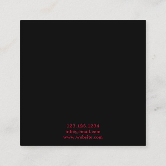 ダークブラック&レッドローズタトゥーアーティスト スクエア名刺 (裏面)