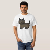 ダークブリンドルケアーンテリア犬のイラスト Tシャツ (正面フル)