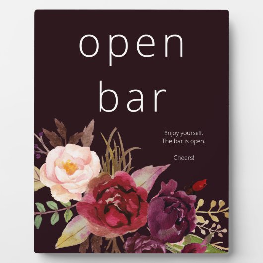 ダークブルガンディマルサラピンクフローラオープンバーサイン フォトプラーク (正面)