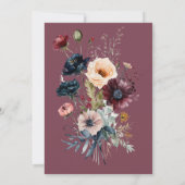 ダークブルゴーニュオーバルフローラフレームブライダルシャワー 招待状 (裏面)